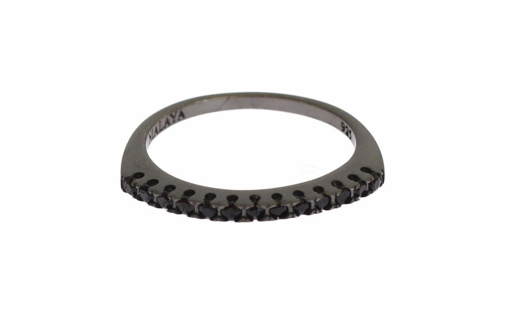 Nialaya Eleganter Sterlingsilberring mit schwarzem Kristall