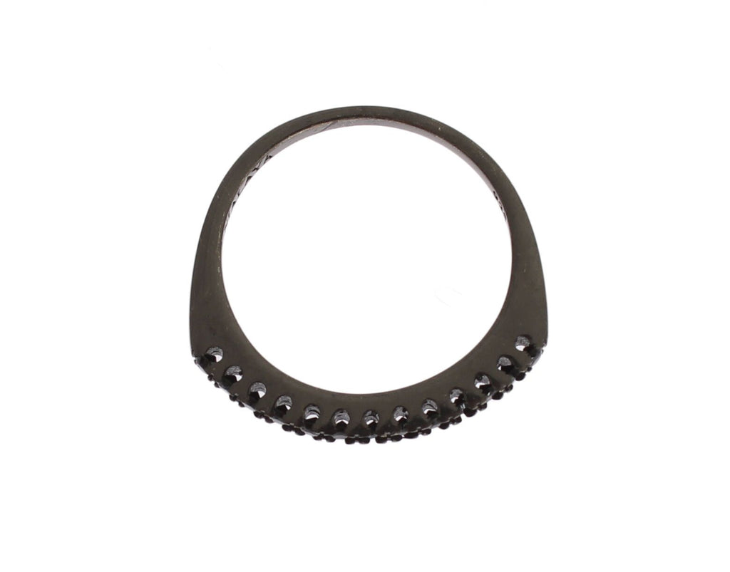 Nialaya Eleganter Sterlingsilberring mit schwarzem Kristall