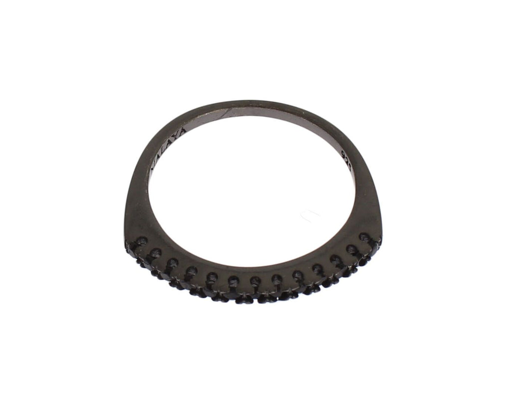 Nialaya Eleganter Sterlingsilberring mit schwarzem Kristall