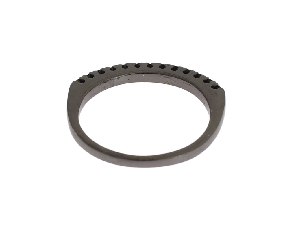 Nialaya Eleganter Sterlingsilberring mit schwarzem Kristall