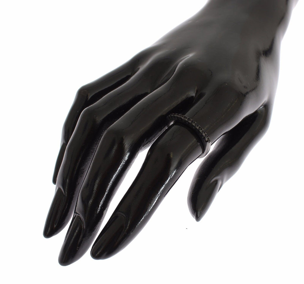 Nialaya Eleganter Sterlingsilberring mit schwarzem Kristall