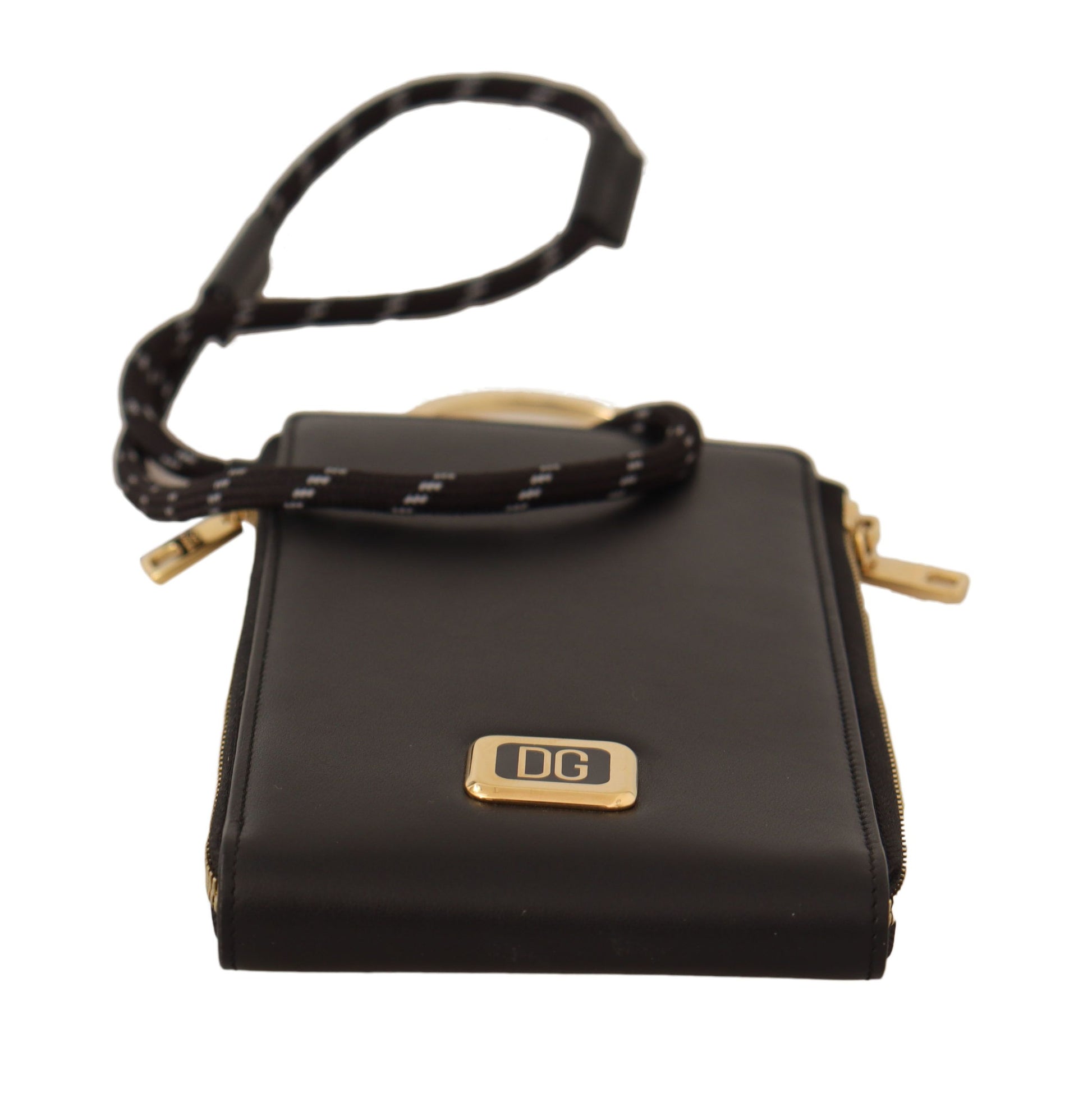 Dolce &amp; Gabbana – Elegante schwarze Geldbörse mit Riemen aus Leder