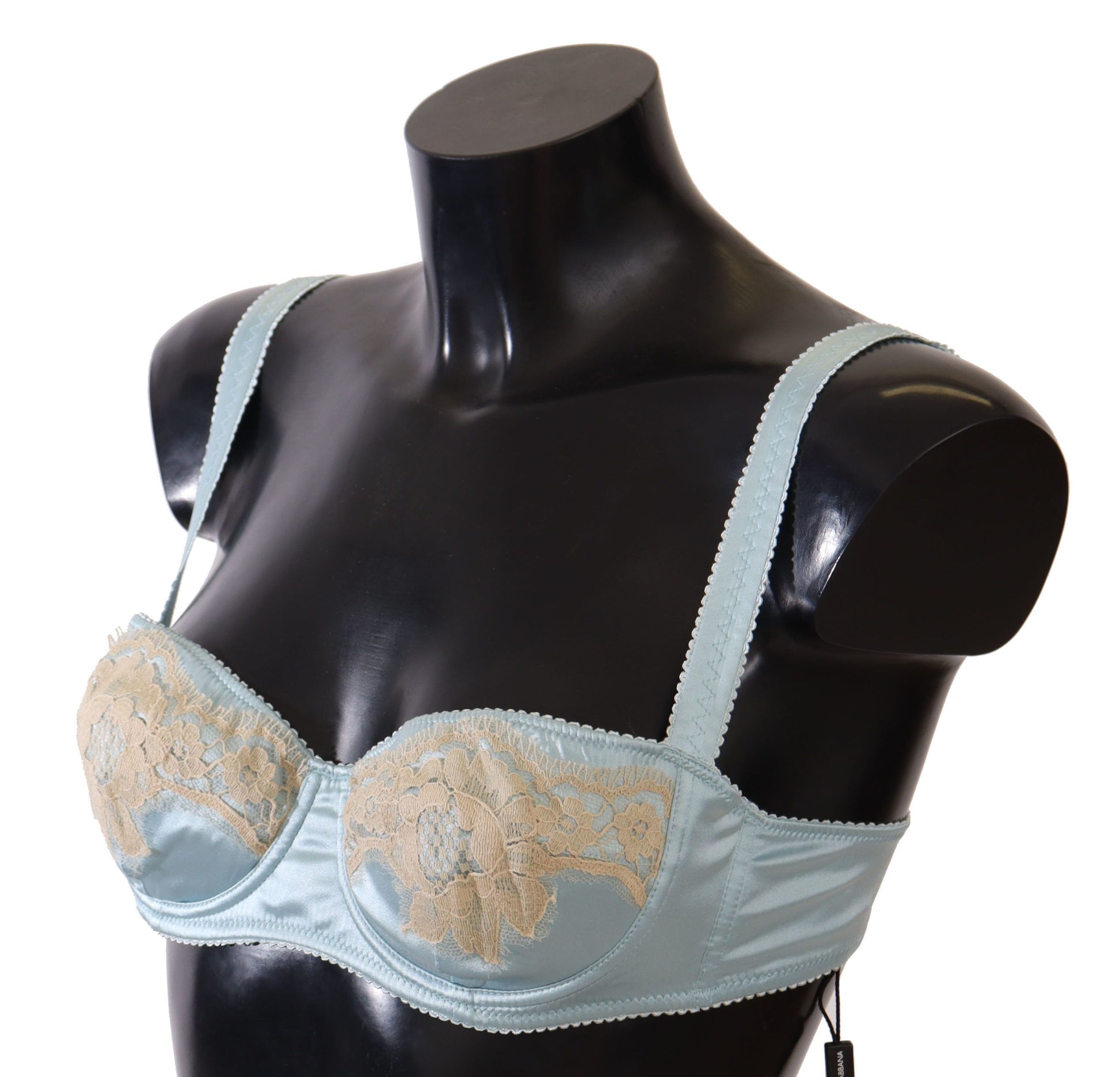 Dolce &amp; Gabbana – Eleganter Balconette-BH aus Seidenmischung in Hellblau
