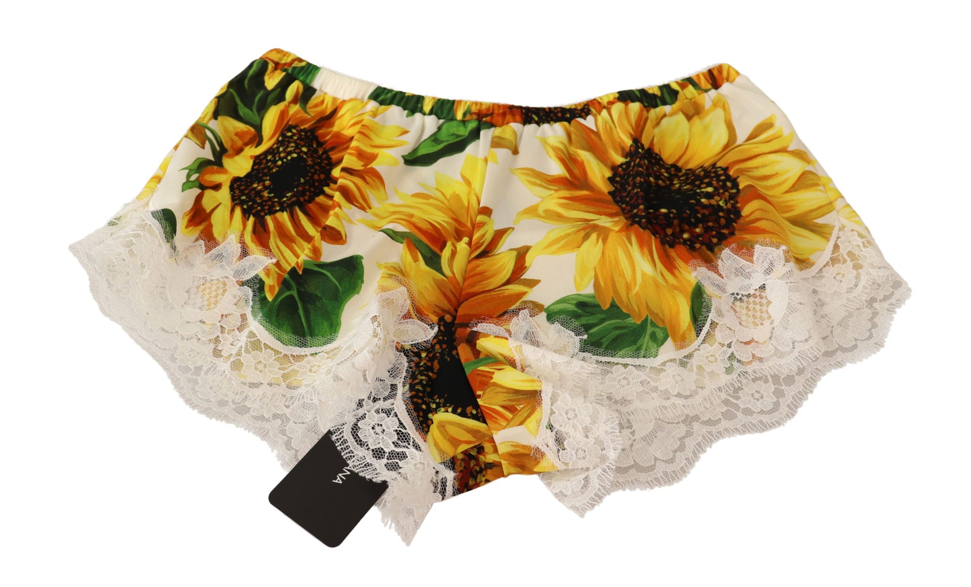 Dolce &amp; Gabbana Dessous-Shorts mit Sonnenblumenspitze – Seidenmischung