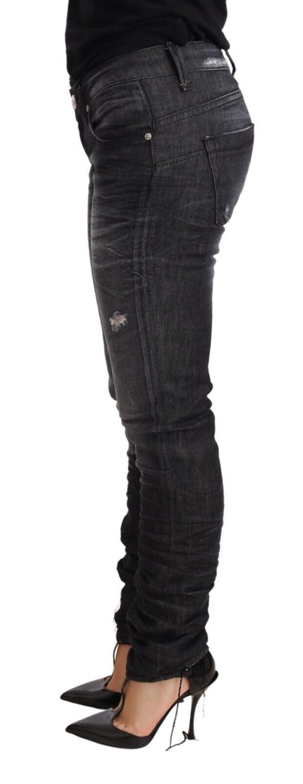 Acht Eleganter Low Waist Skinny Black Denim