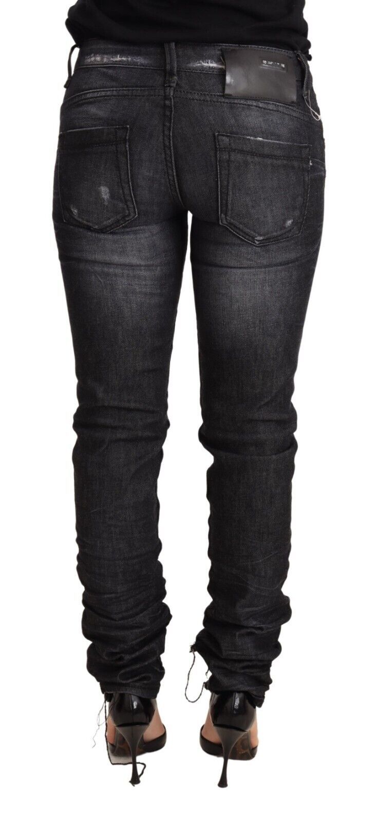 Acht Eleganter Low Waist Skinny Black Denim