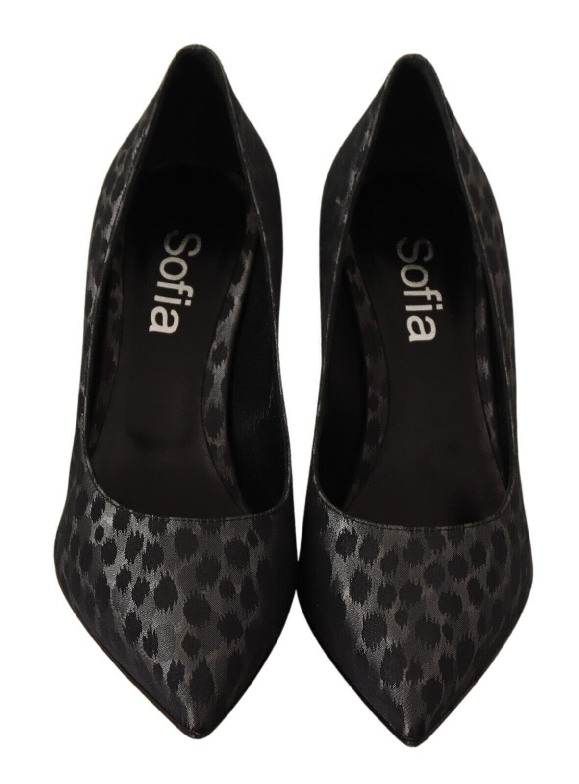 Sofia Elegante schwarze Pumps aus Leder mit Leopardenmuster