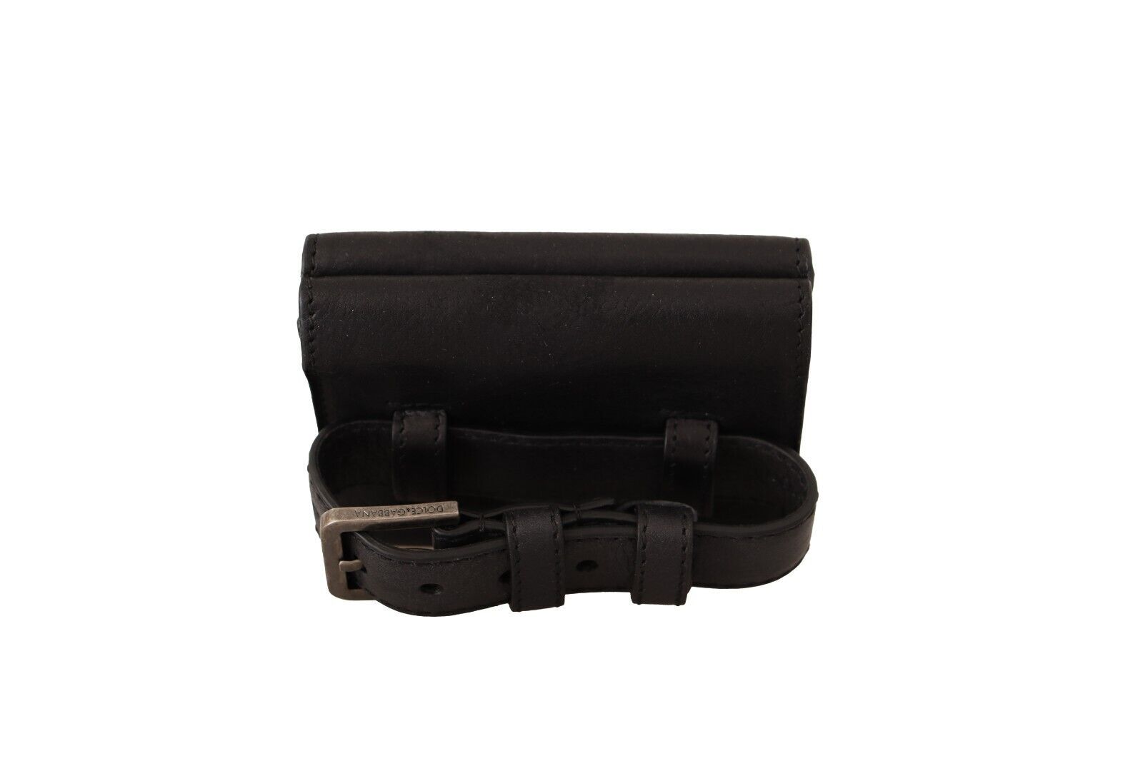 Dolce &amp; Gabbana Elegantes dreifach gefaltetes Multi-Kit aus schwarzem Leder