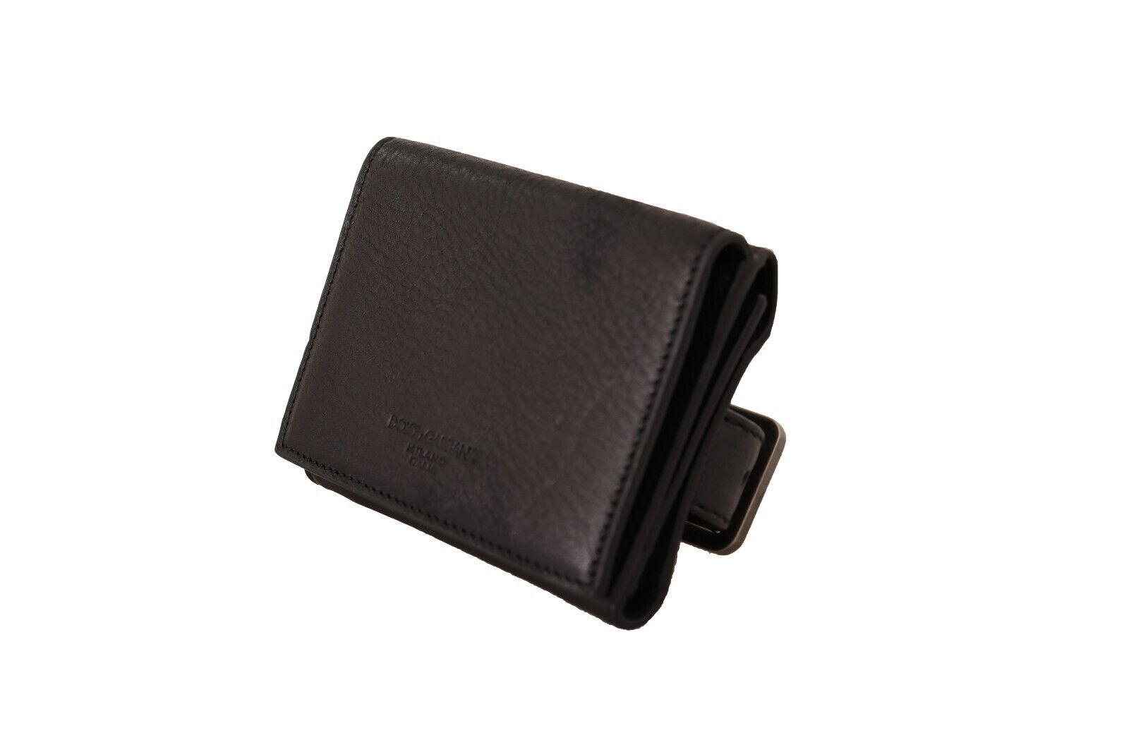 Dolce &amp; Gabbana Elegantes dreifach gefaltetes Multi-Kit aus schwarzem Leder