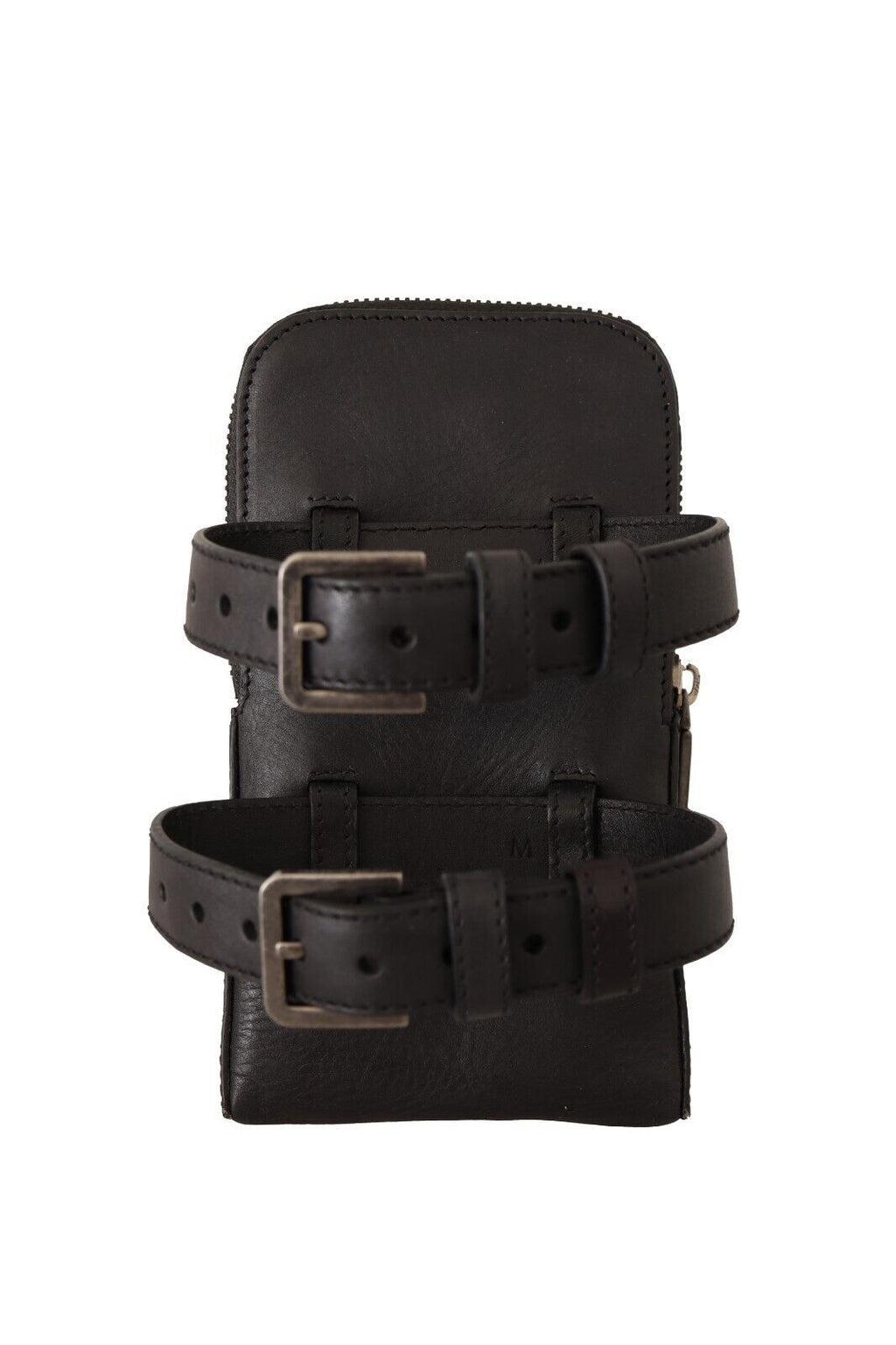 Dolce &amp; Gabbana Elegantes Doppelriemen-Multi-Kit aus schwarzem Leder