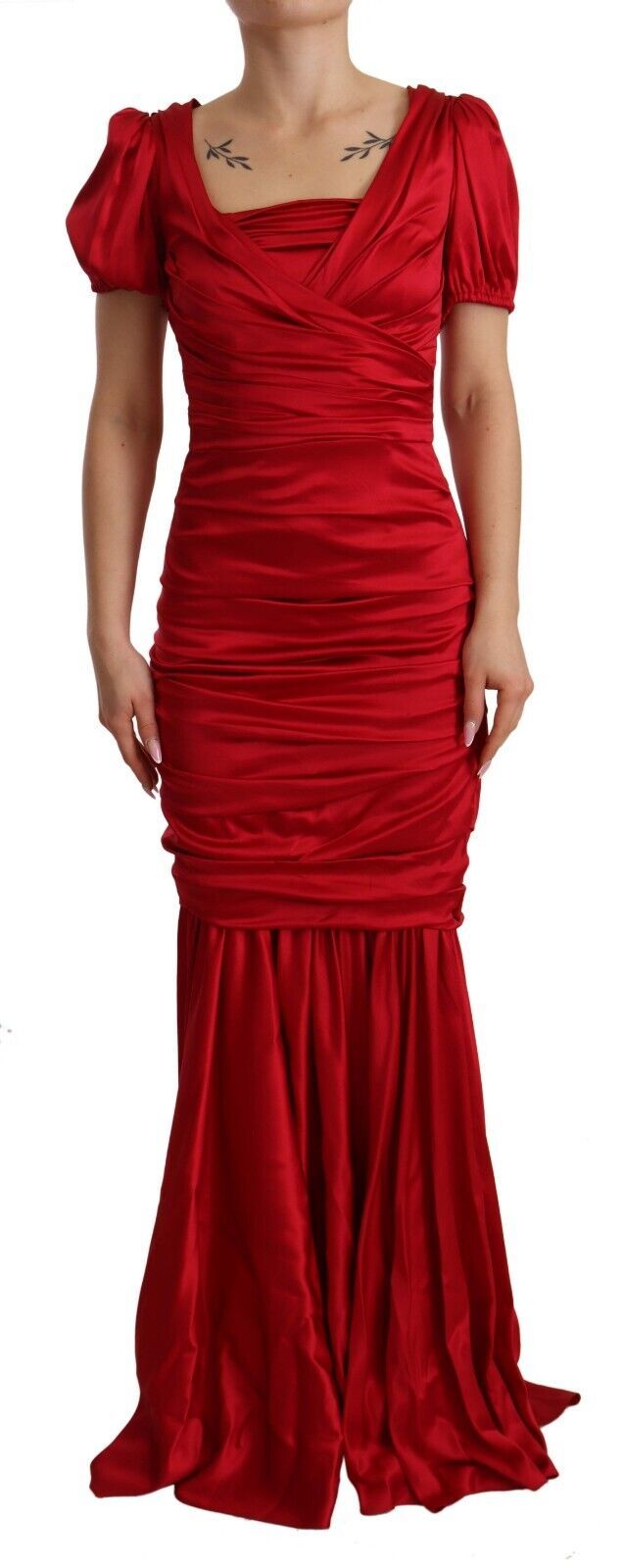 Dolce &amp; Gabbana Elegantes rotes Meerjungfrauenkleid aus Stretch-Seide