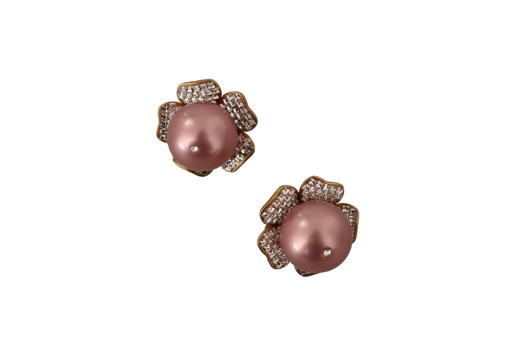 Dolce &amp; Gabbana – Elegante Clip-On-Ohrringe mit Blumenmuster und Kristallperlen