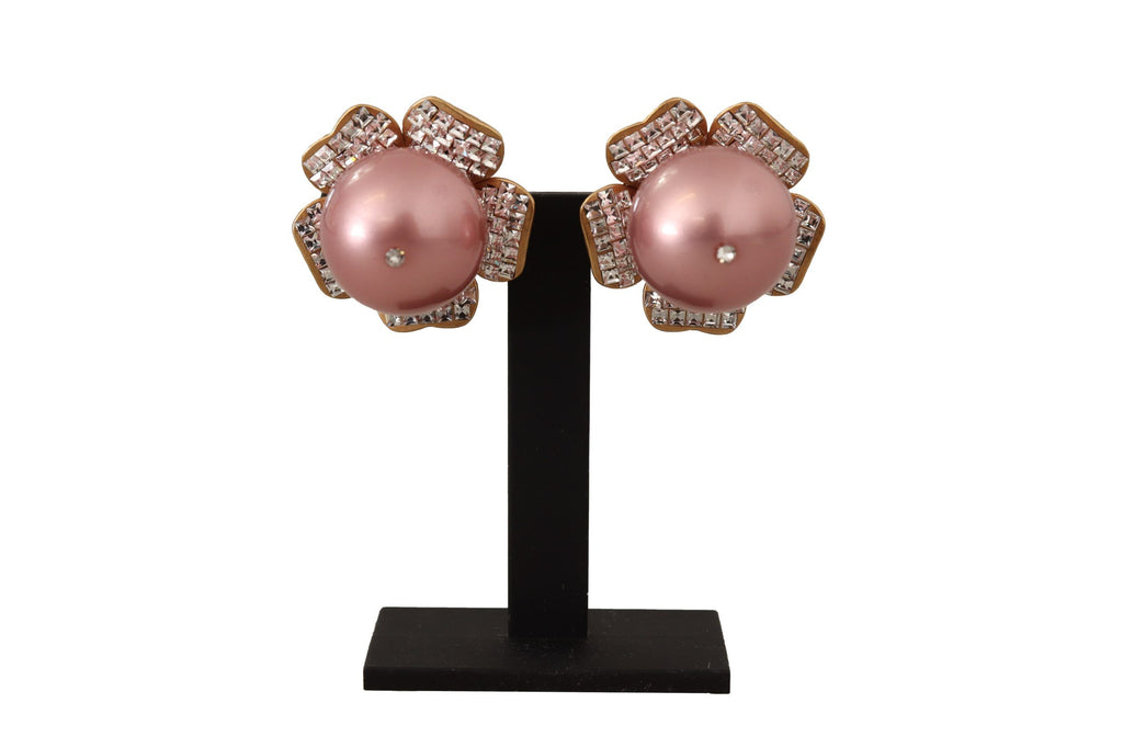 Dolce &amp; Gabbana – Elegante Clip-On-Ohrringe mit Blumenmuster und Kristallperlen