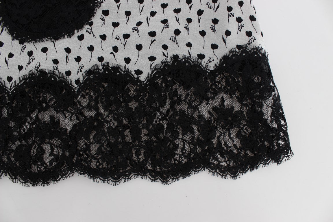 Dolce &amp; Gabbana Elegantes Seidenhemd mit floraler Spitze