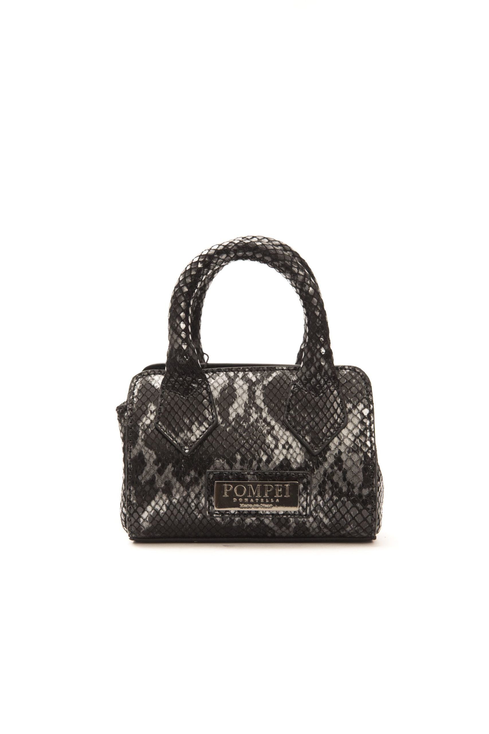Pompei Donatella – Schicke Mini-Tragetasche aus Leder mit Python-Print