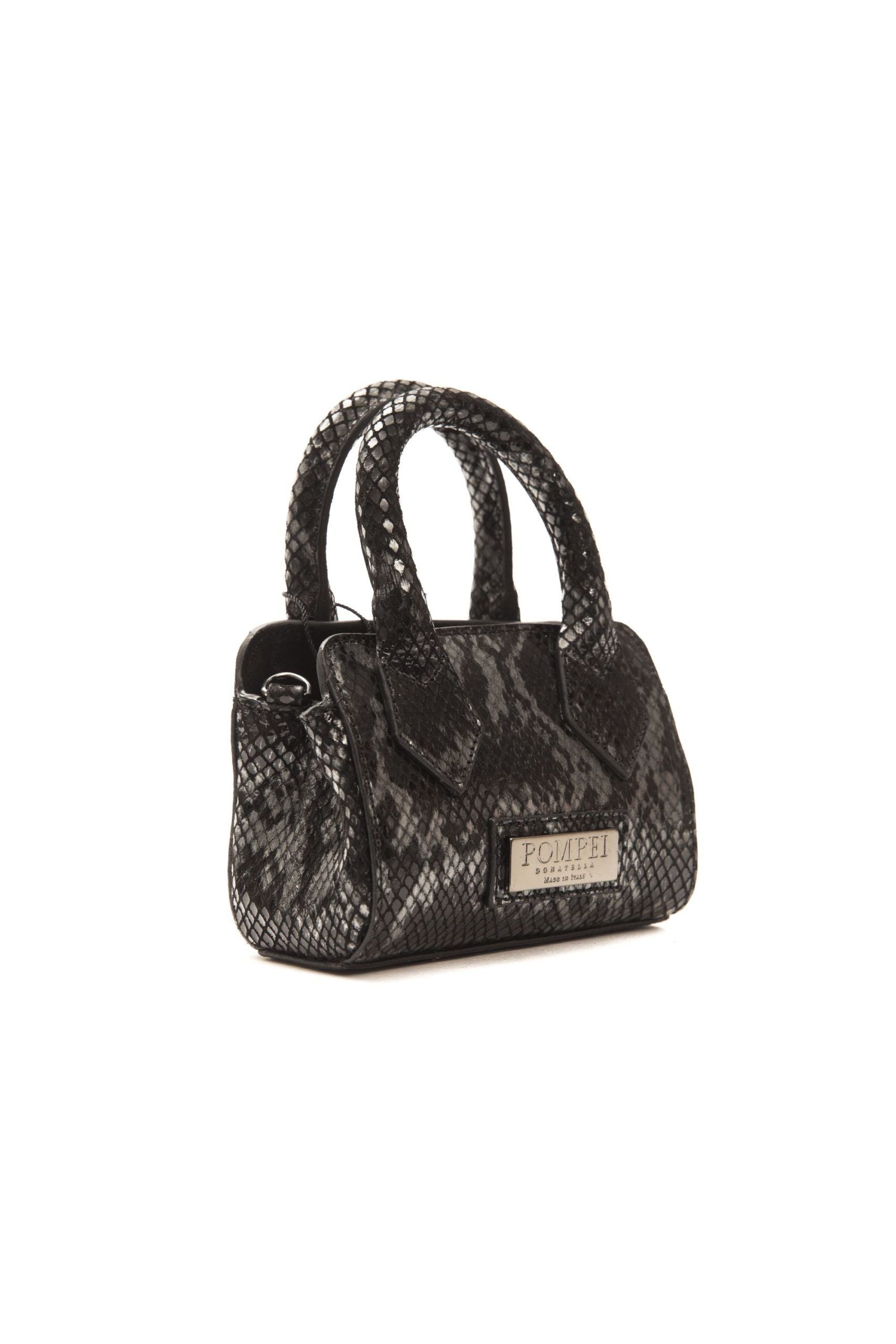 Pompei Donatella – Schicke Mini-Tragetasche aus Leder mit Python-Print
