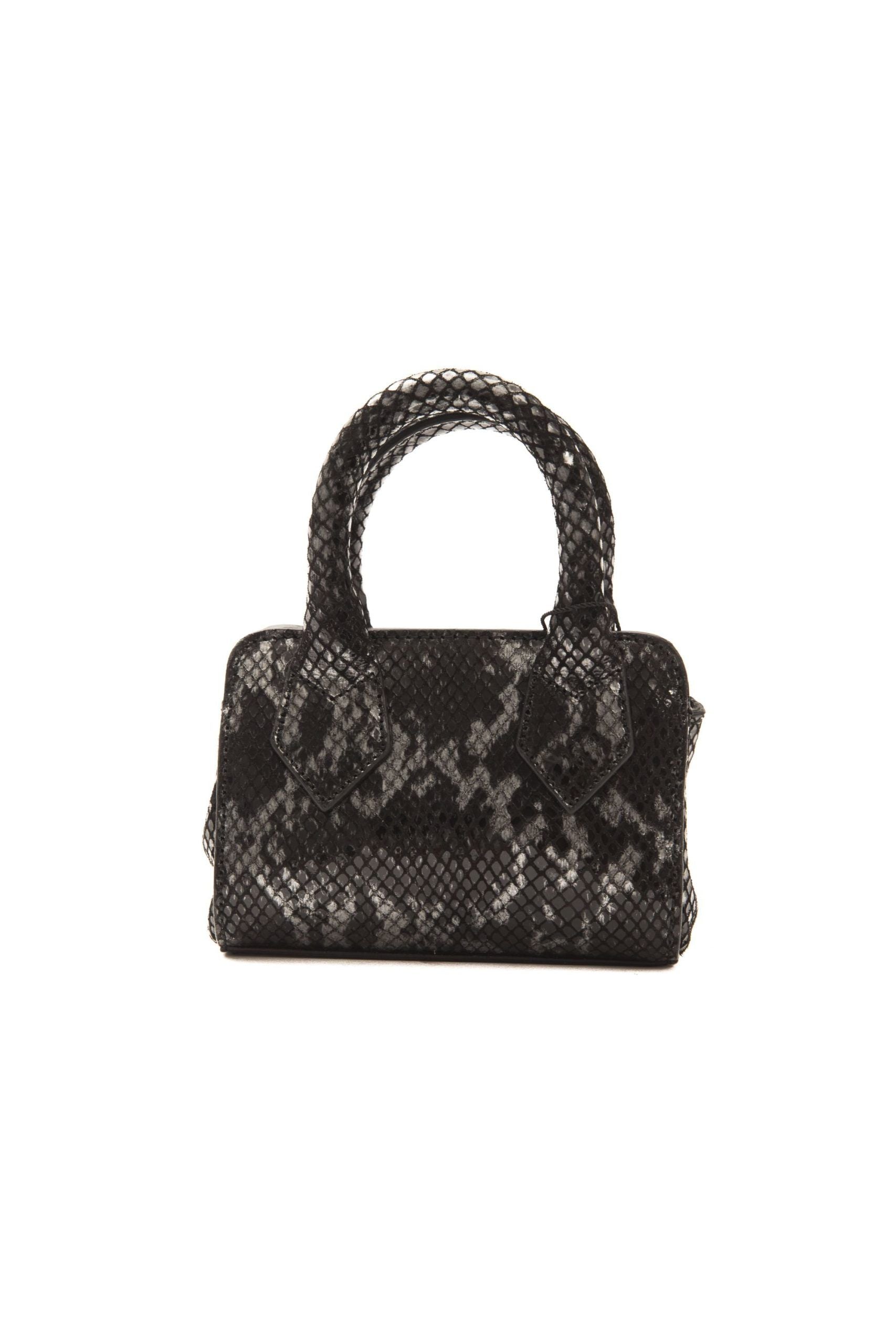Pompei Donatella – Schicke Mini-Tragetasche aus Leder mit Python-Print