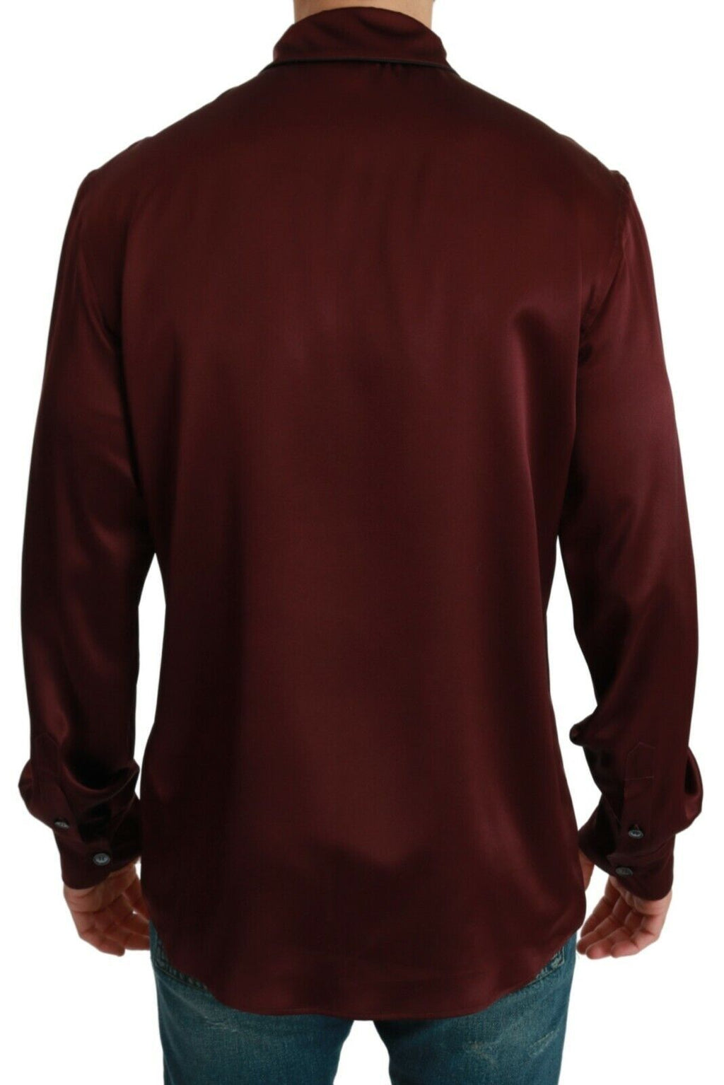 Dolce &amp; Gabbana Bordeaux Seidenpyjama-inspiriertes Hemd