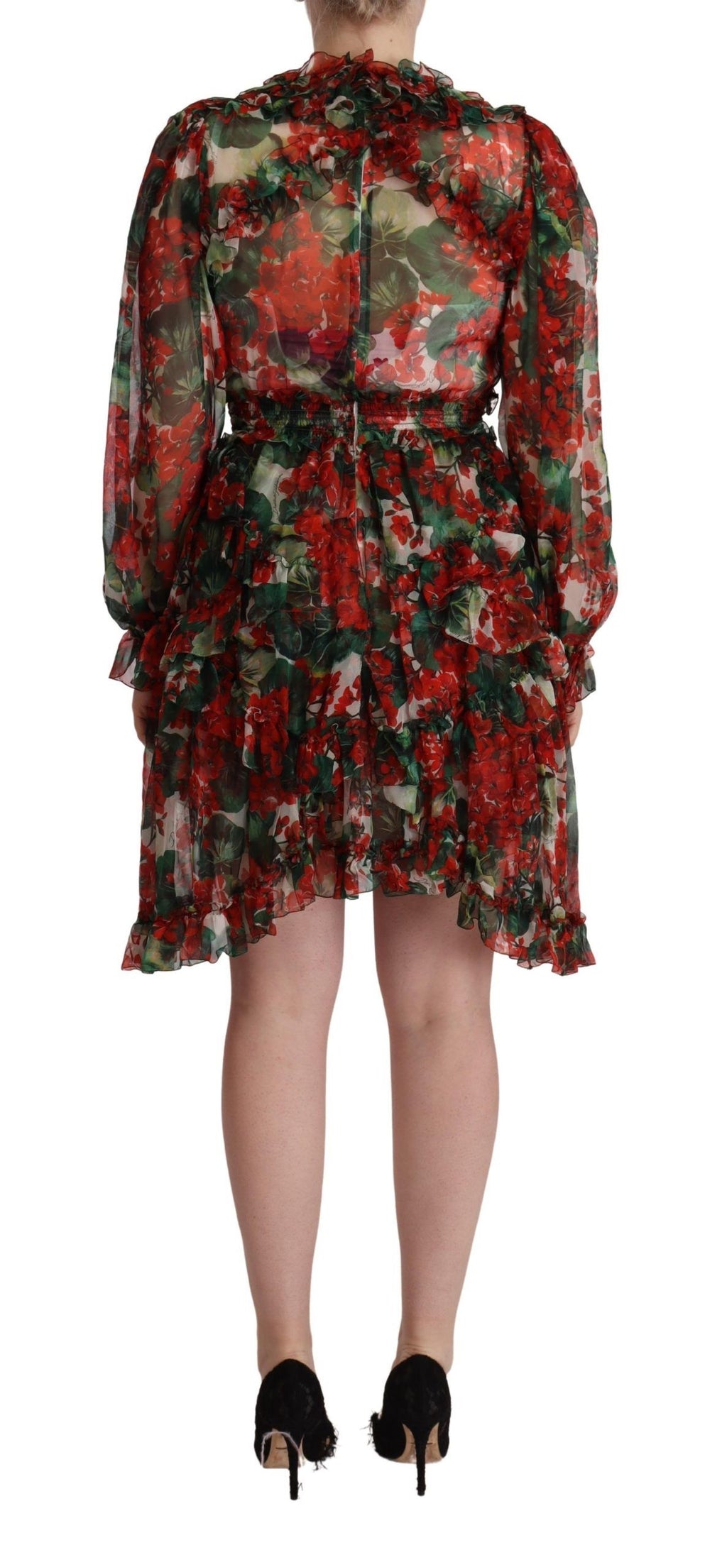 Dolce &amp; Gabbana Mini-Knielanges Seidenkleid mit Blumenmuster