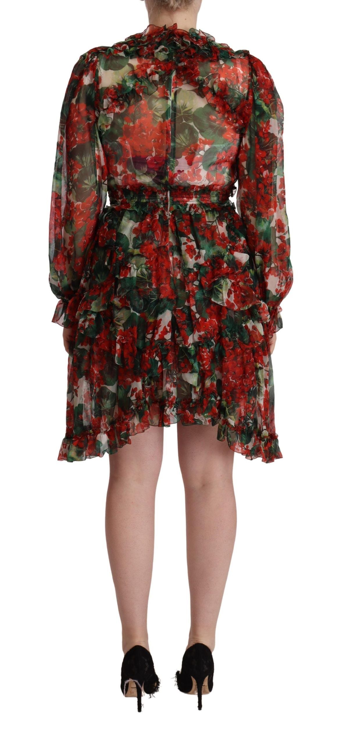 Dolce &amp; Gabbana Mini-Knielanges Seidenkleid mit Blumenmuster