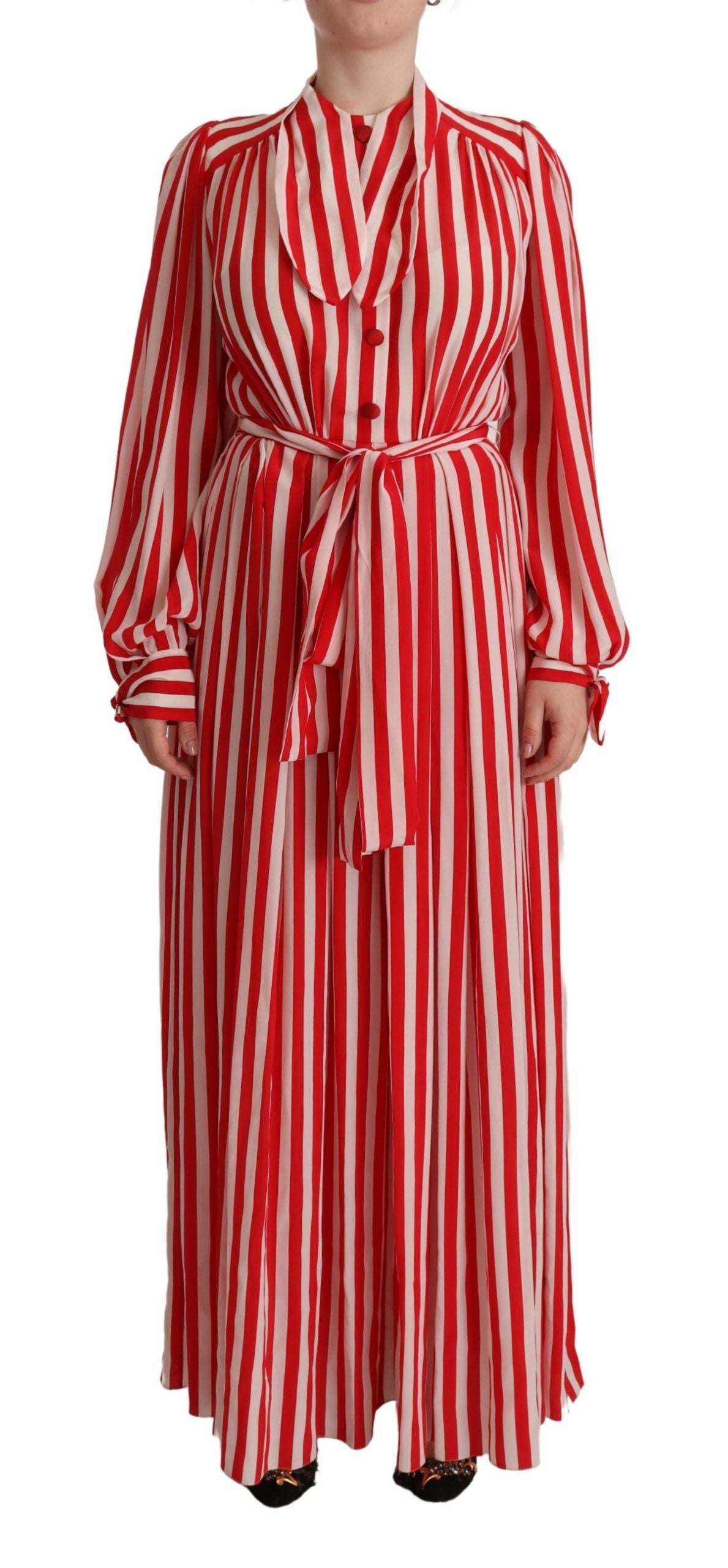 Dolce &amp; Gabbana Elegantes gestreiftes Maxikleid aus Seide