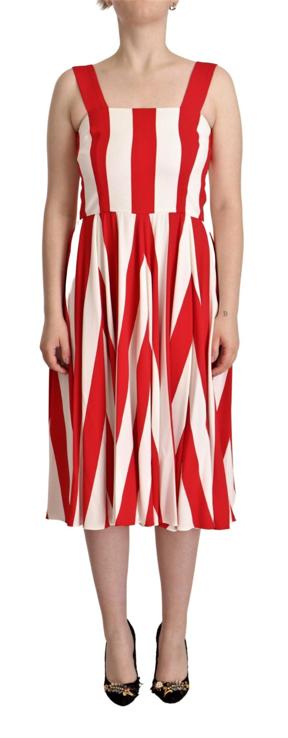 Dolce &amp; Gabbana Elegantes gestreiftes Etuikleid in A-Linie