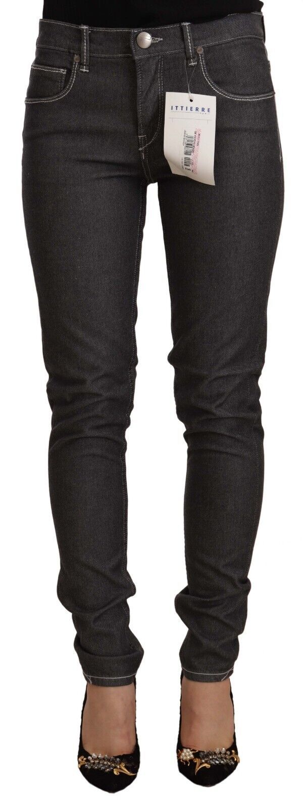 Acht Chic Skinny-Jeans in Schwarz mit mittlerer Taille