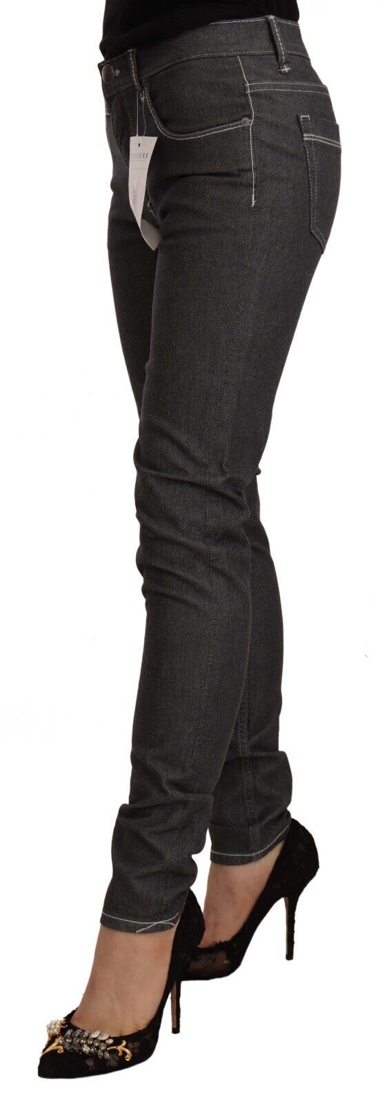 Acht Chic Skinny-Jeans in Schwarz mit mittlerer Taille