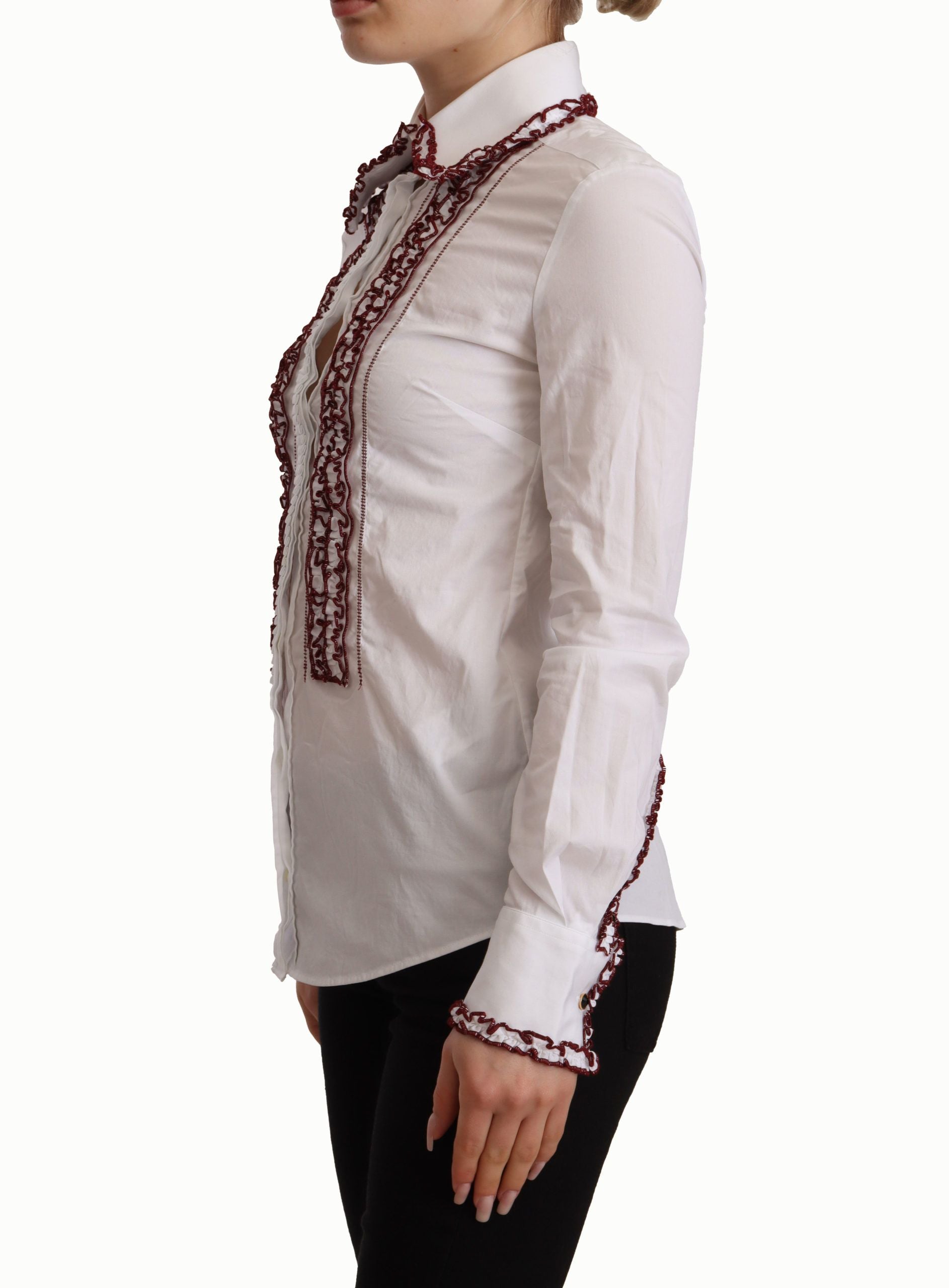 Dolce &amp; Gabbana Elegantes langärmliges Poloshirt aus weißer Baumwolle