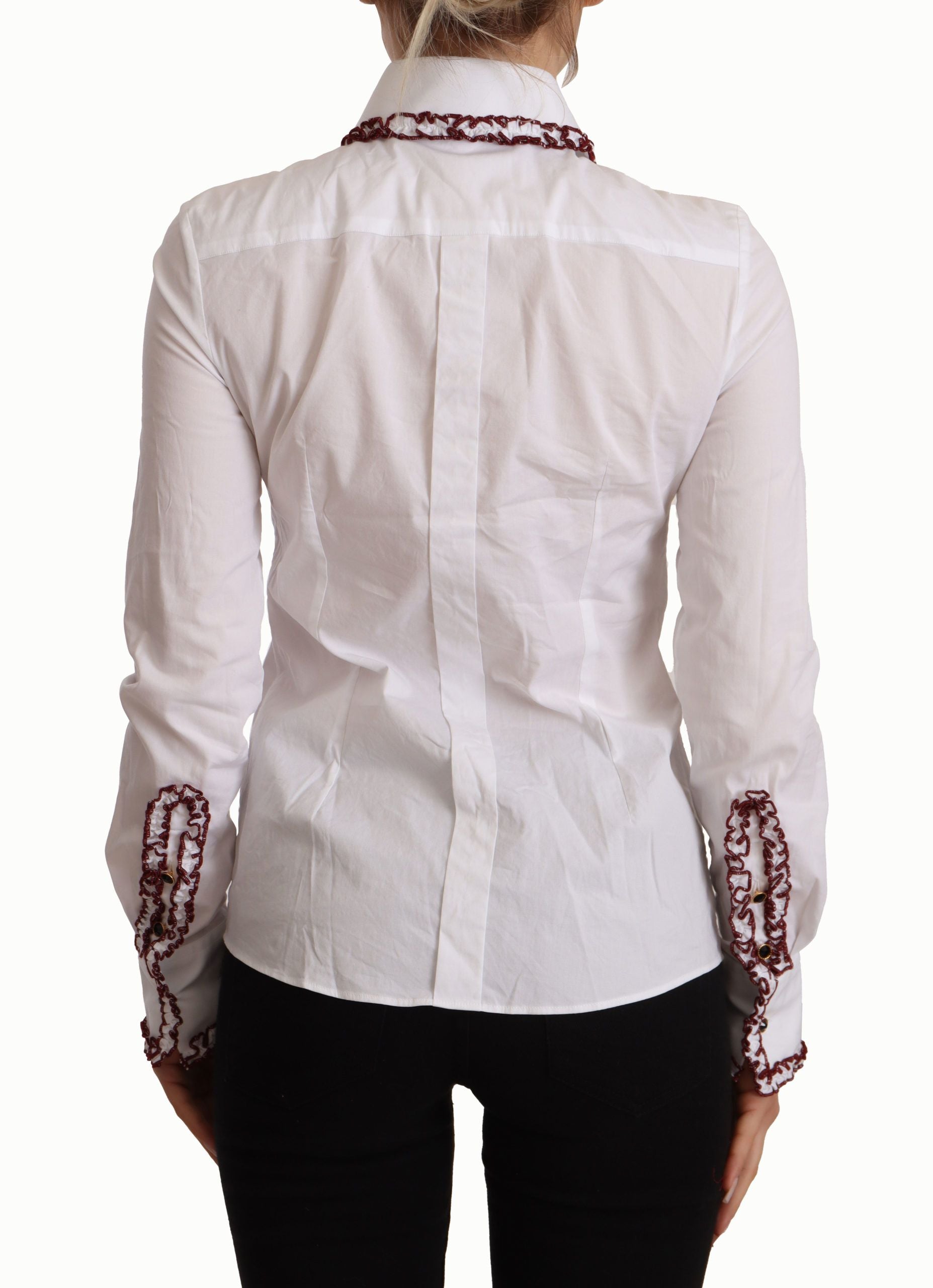 Dolce &amp; Gabbana Elegantes langärmliges Poloshirt aus weißer Baumwolle