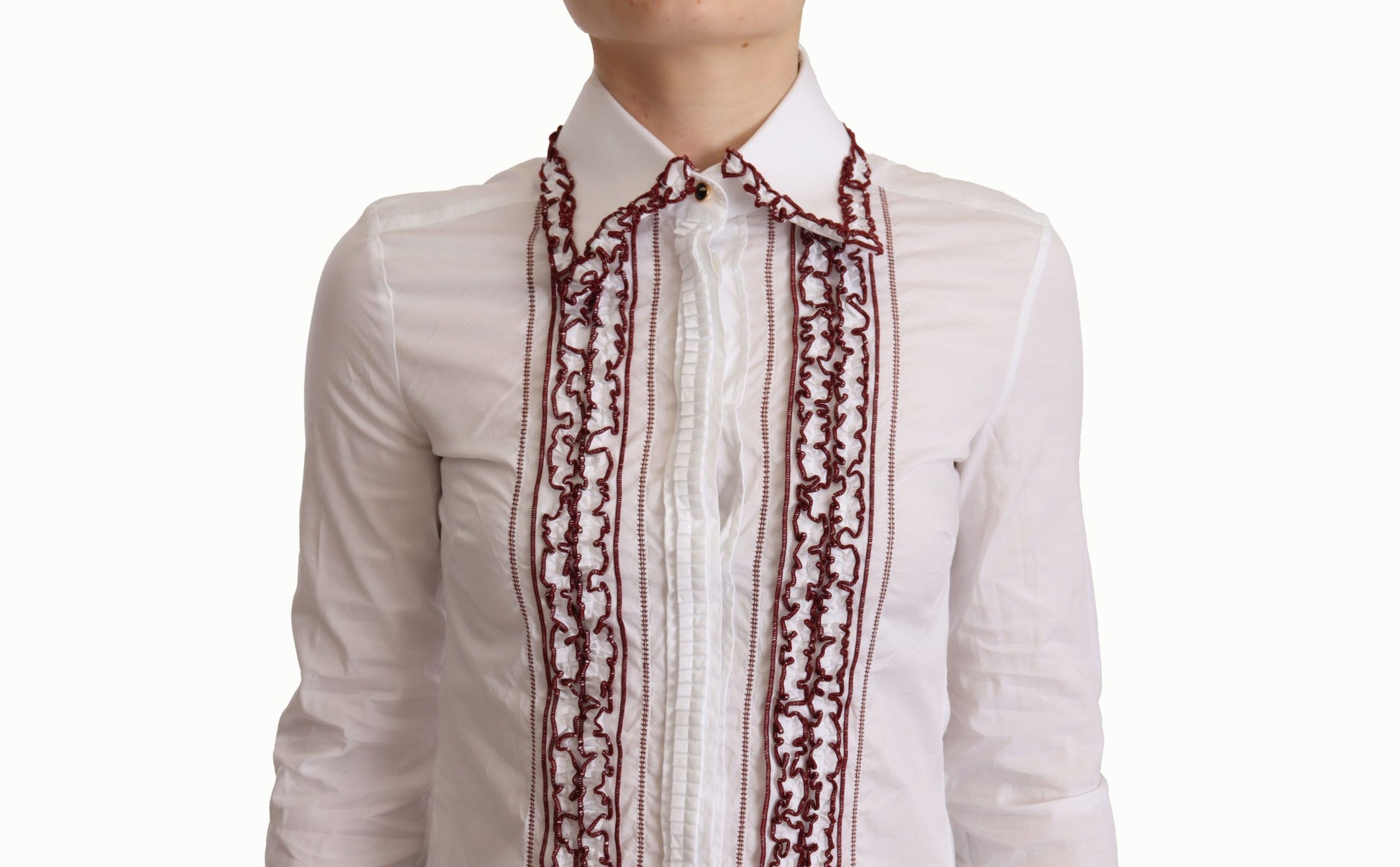 Dolce &amp; Gabbana Elegantes langärmliges Poloshirt aus weißer Baumwolle