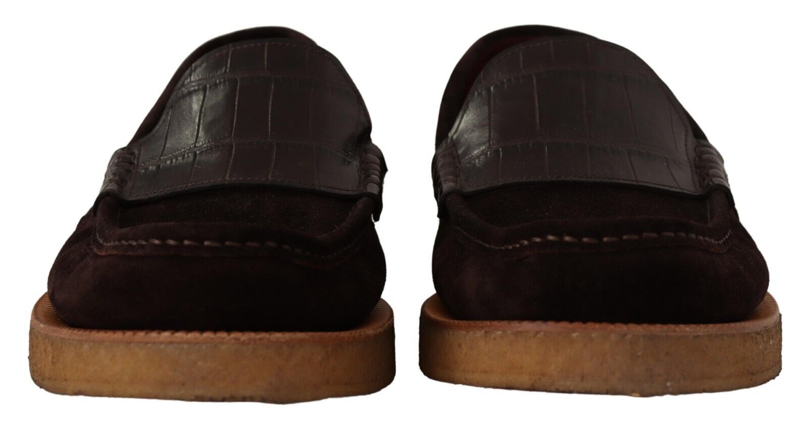 Dolce &amp; Gabbana Elegante Loafer aus Wildleder-Krokodil in Braun