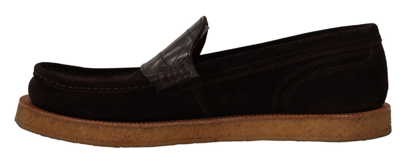 Dolce &amp; Gabbana Elegante Loafer aus Wildleder-Krokodil in Braun