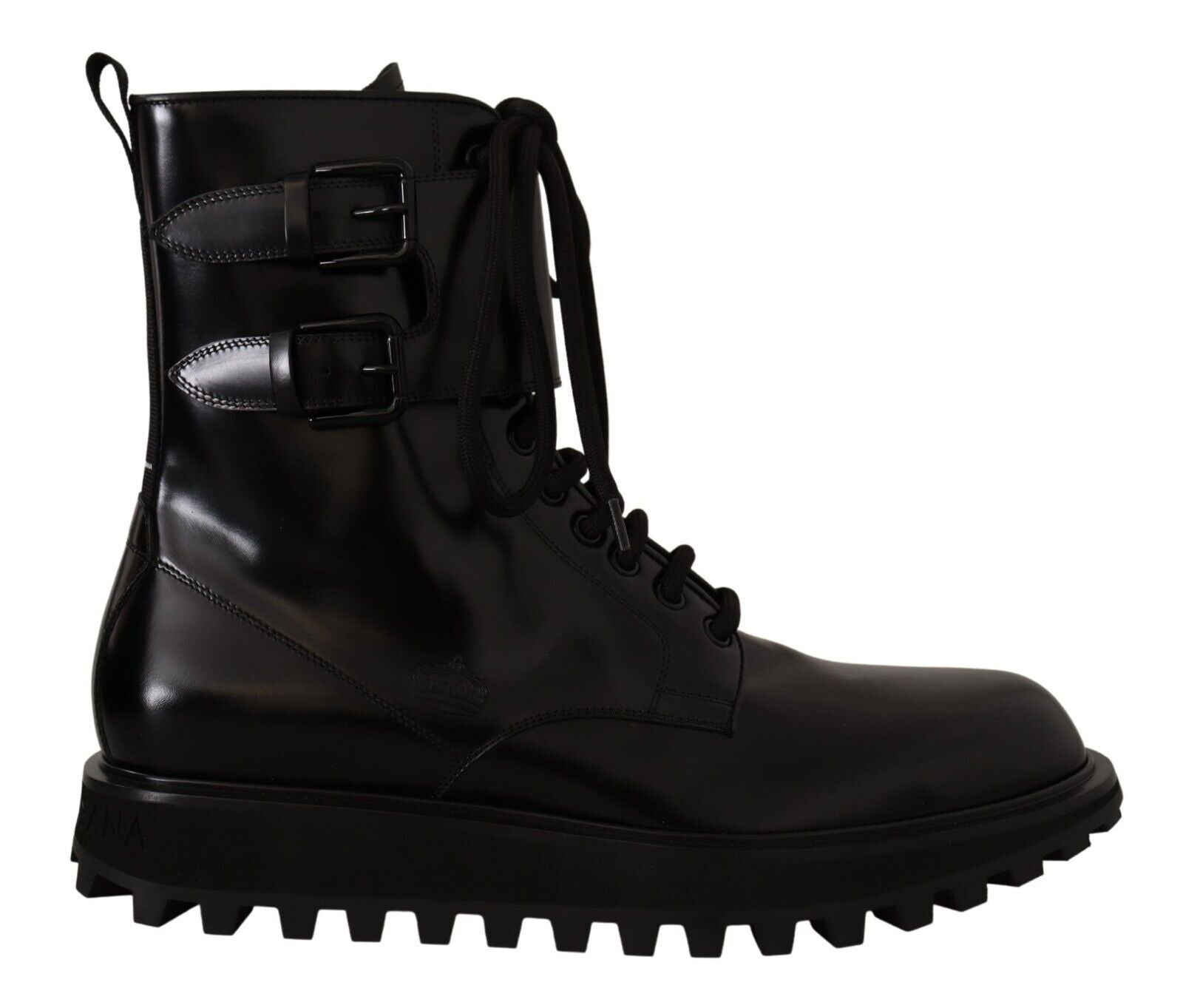 Dolce &amp; Gabbana Elegante schwarze Lederstiefeletten