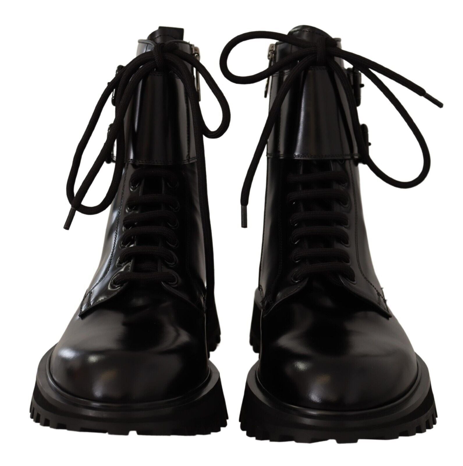 Dolce &amp; Gabbana Elegante schwarze Lederstiefeletten