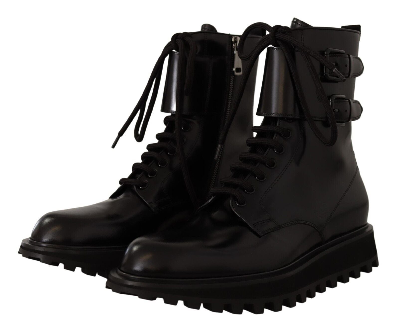 Dolce &amp; Gabbana Elegante schwarze Lederstiefeletten