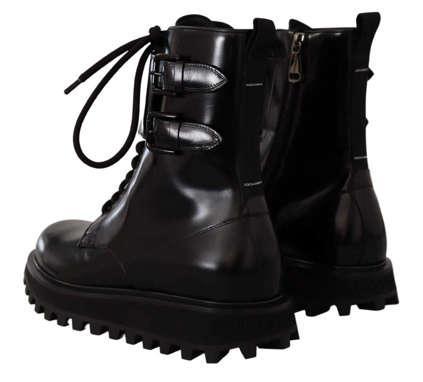 Dolce &amp; Gabbana Elegante schwarze Lederstiefeletten