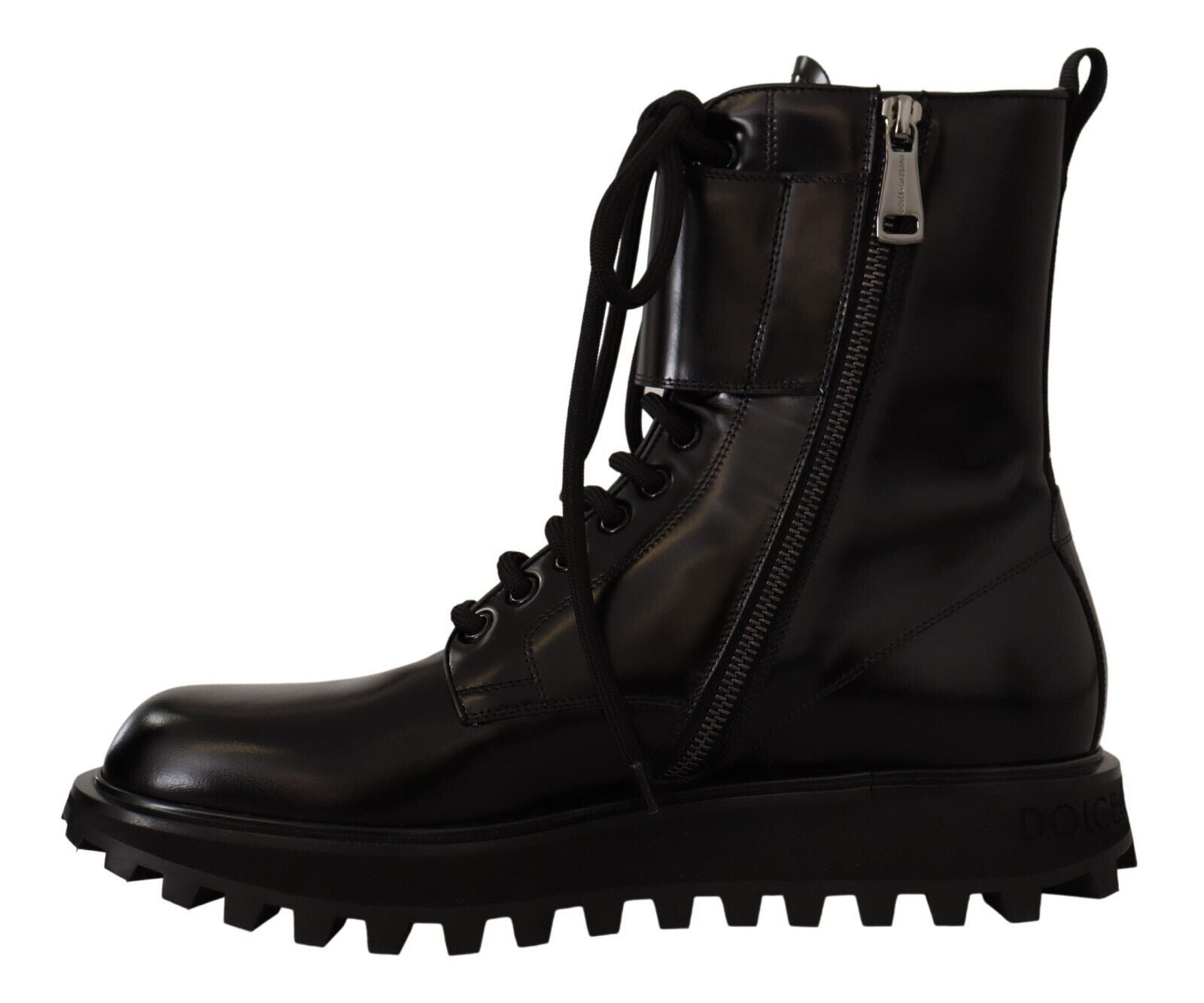 Dolce &amp; Gabbana Elegante schwarze Lederstiefeletten