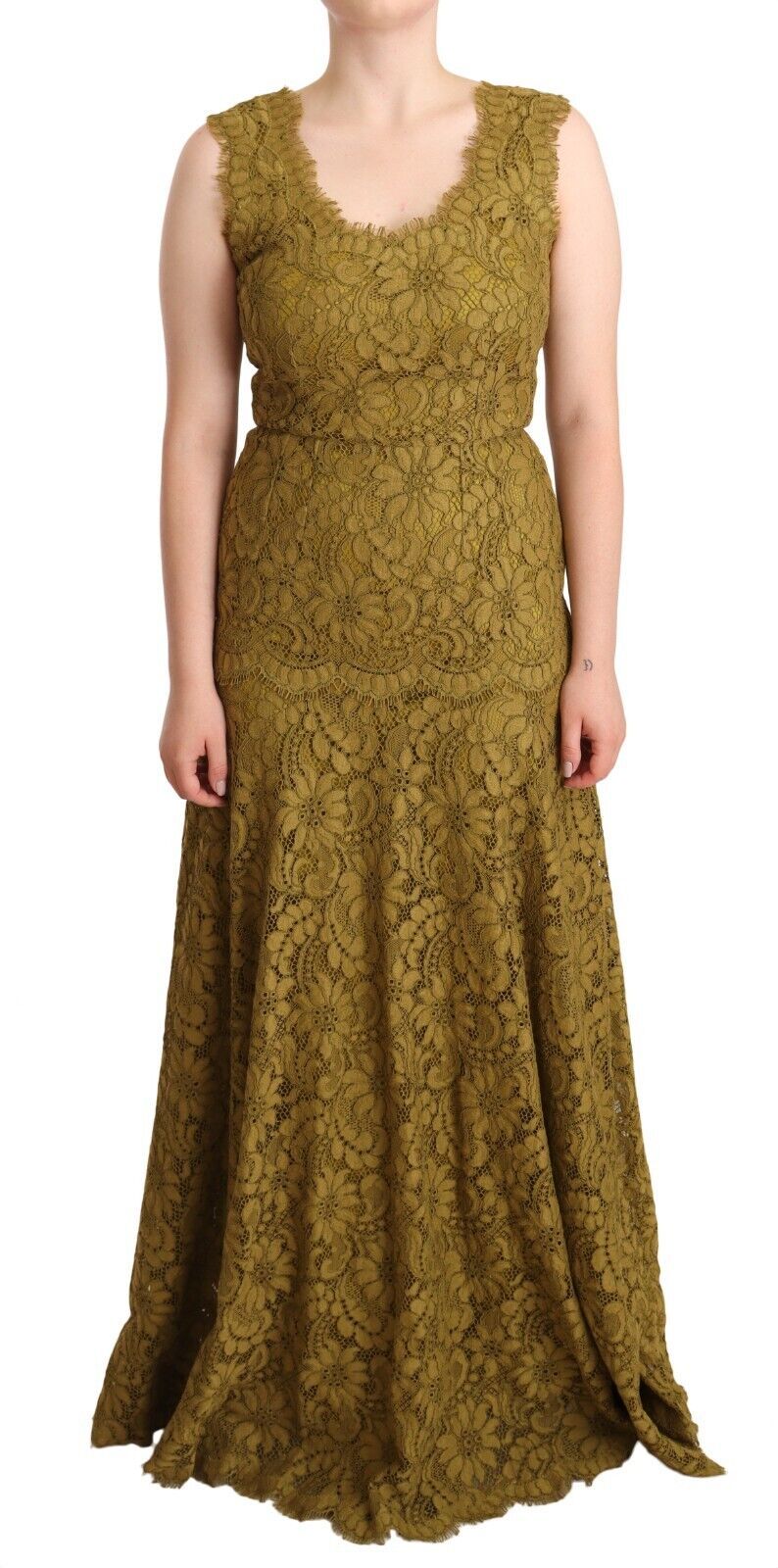 Dolce &amp; Gabbana Elegantes bodenlanges ärmelloses Spitzenkleid