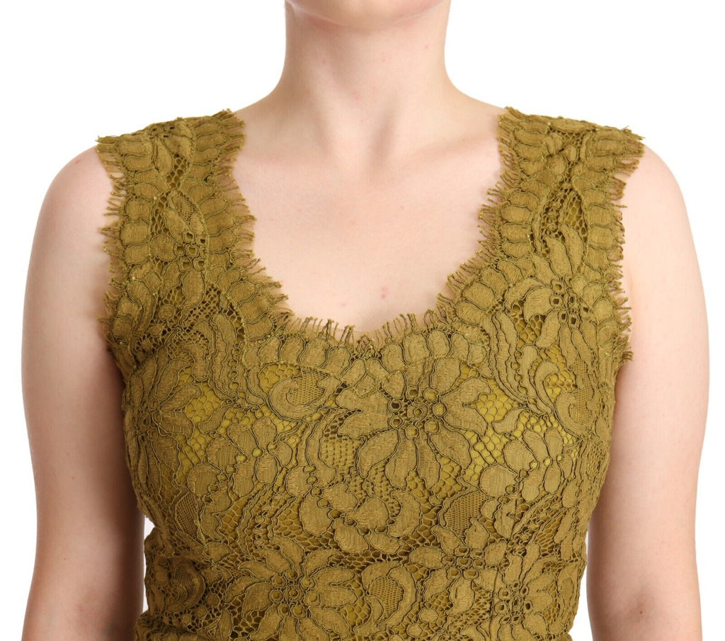 Dolce &amp; Gabbana Elegantes bodenlanges ärmelloses Spitzenkleid