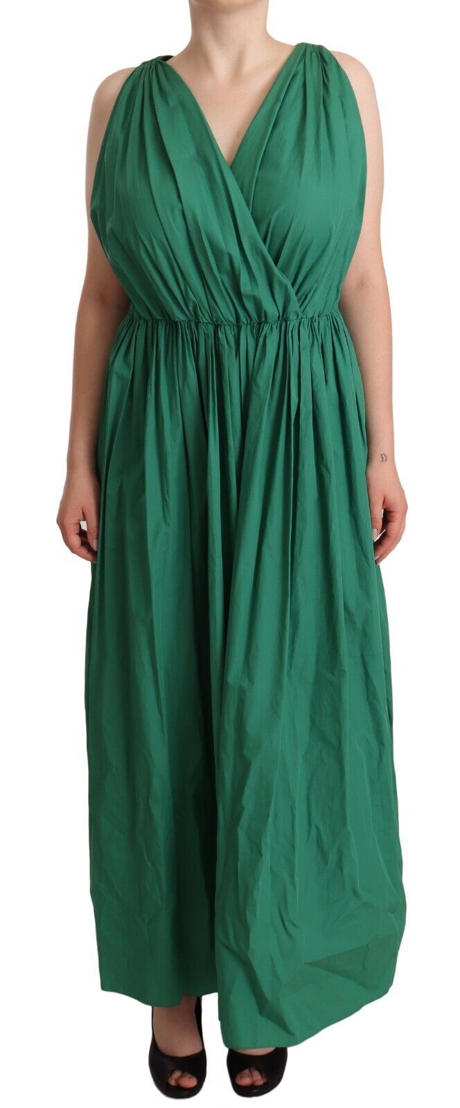 Dolce &amp; Gabbana Elegantes, tiefgrünes, ärmelloses A-Linien-Kleid