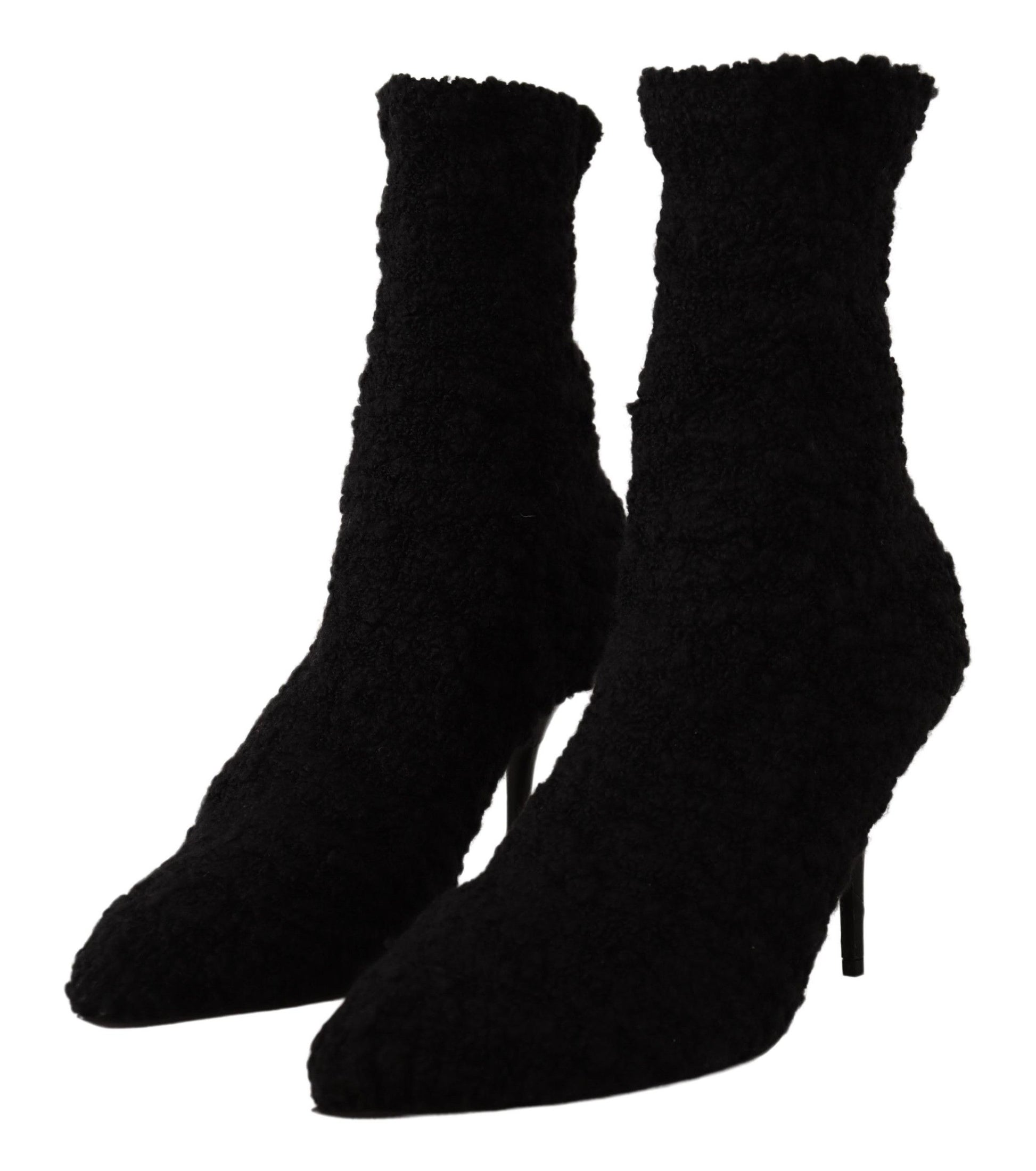 Dolce &amp; Gabbana Elegante schwarze Viskosestiefel mit halbhoher Wade