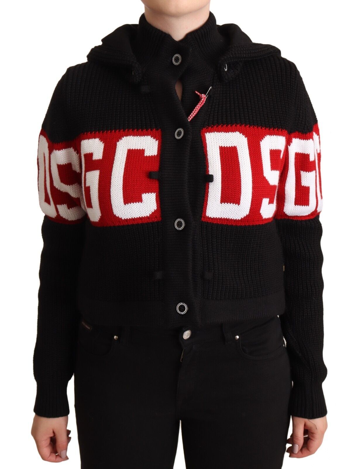 GCDS Schicke schwarze Kaschmir-Strickjacke