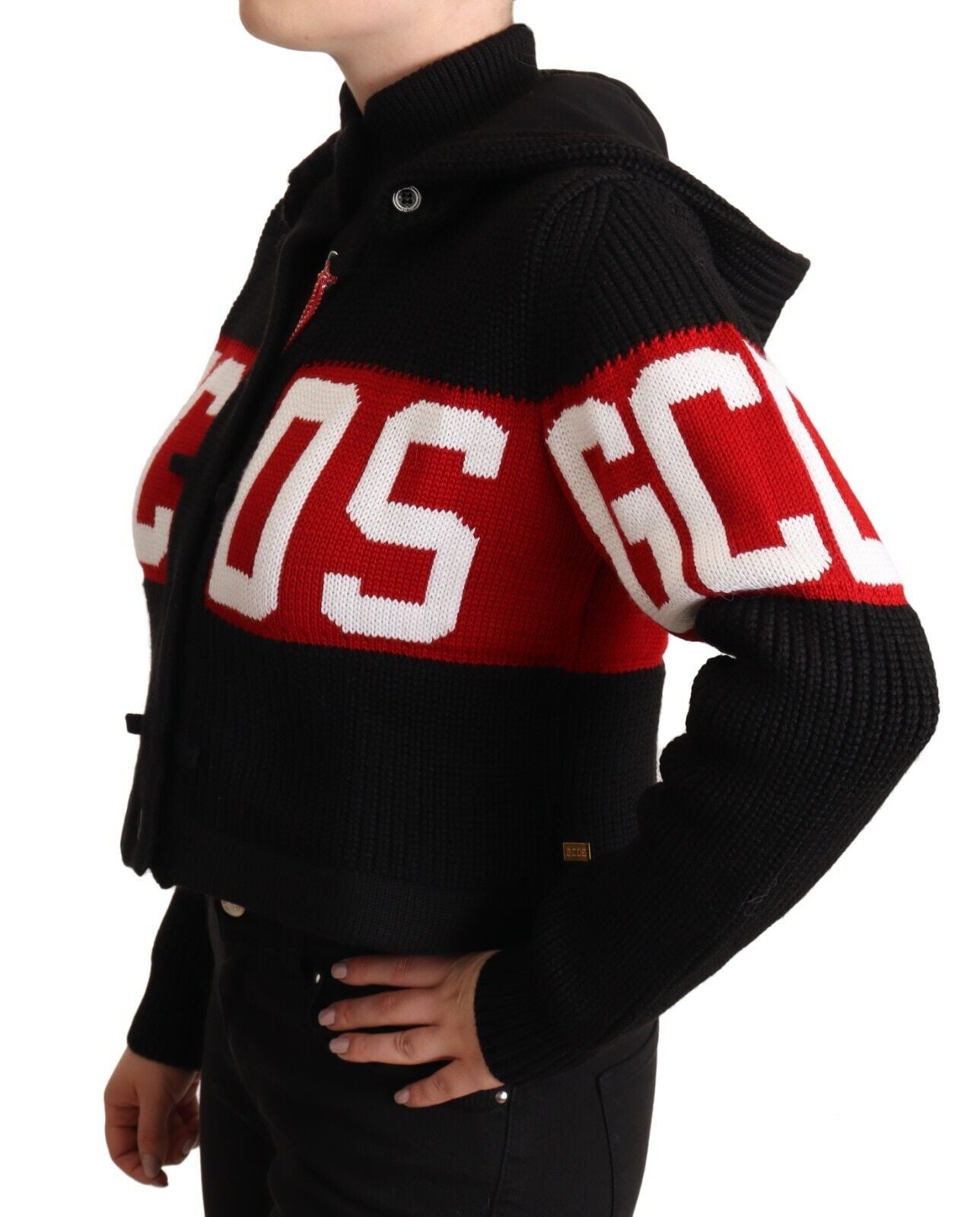 GCDS Schicke schwarze Kaschmir-Strickjacke