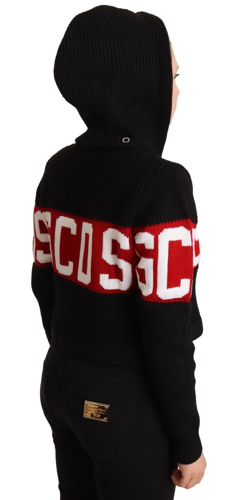 GCDS Schicke schwarze Kaschmir-Strickjacke