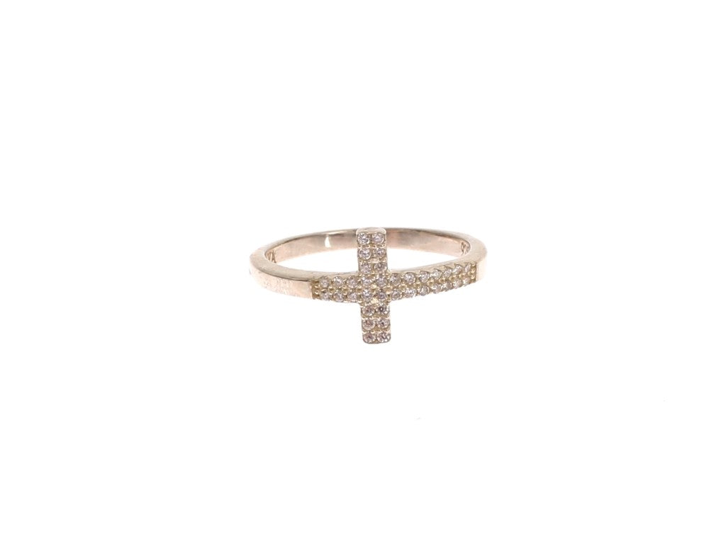 Nialaya Statement-Ring mit Kreuz aus Silber mit Zirkonia