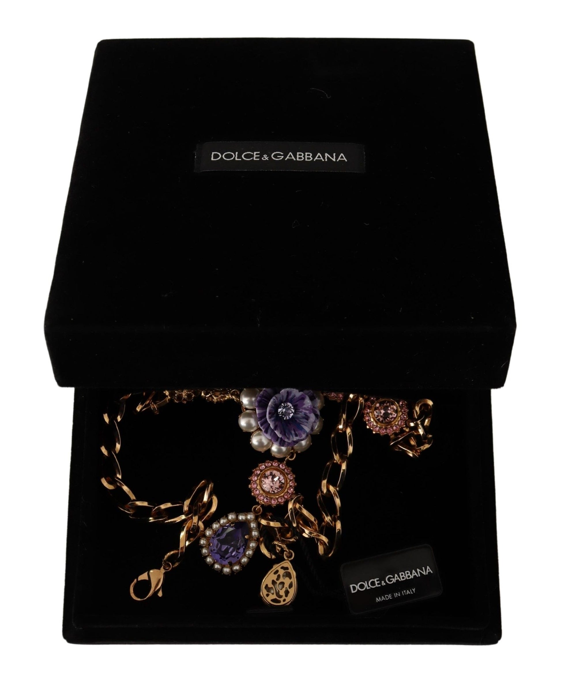 Dolce &amp; Gabbana Elegante Statement-Halskette mit floralem Kristall