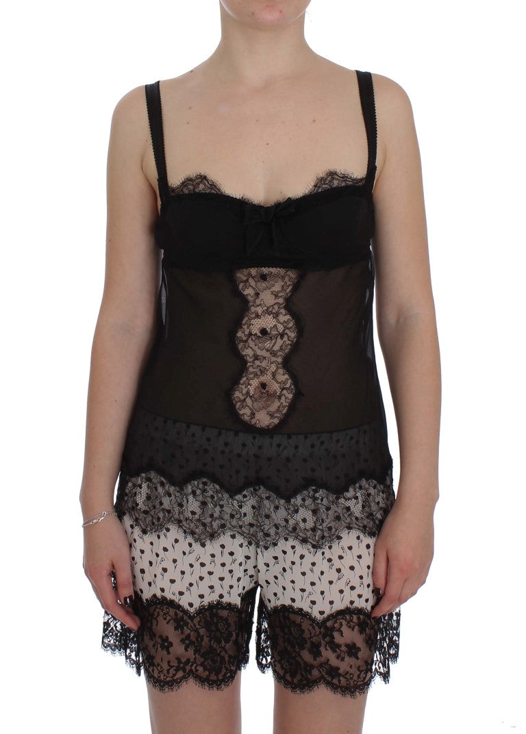 Dolce &amp; Gabbana Elegantes Babydoll-Hemdchen aus Seiden-Blumenspitze