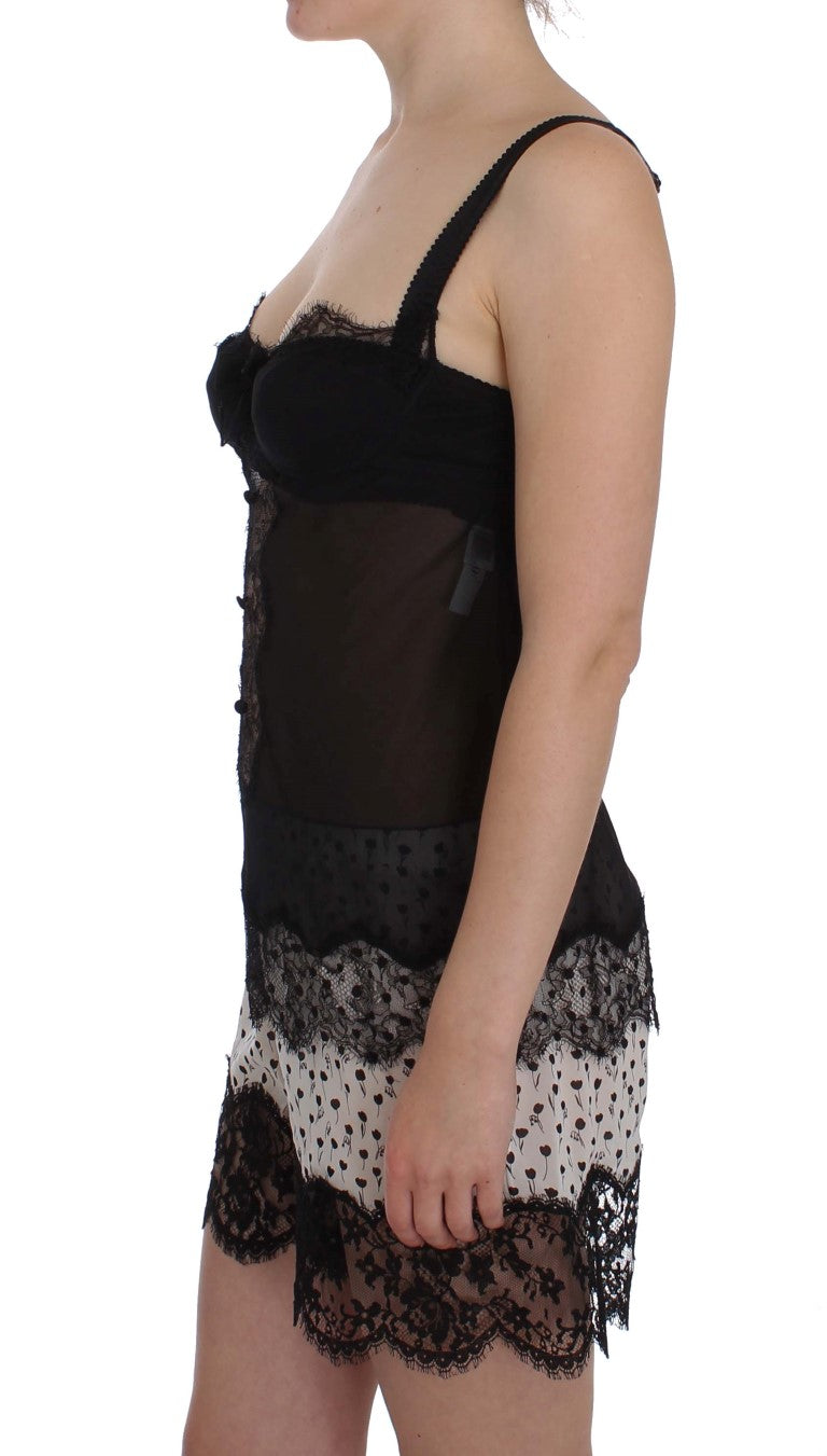 Dolce &amp; Gabbana Elegantes Babydoll-Hemdchen aus Seiden-Blumenspitze