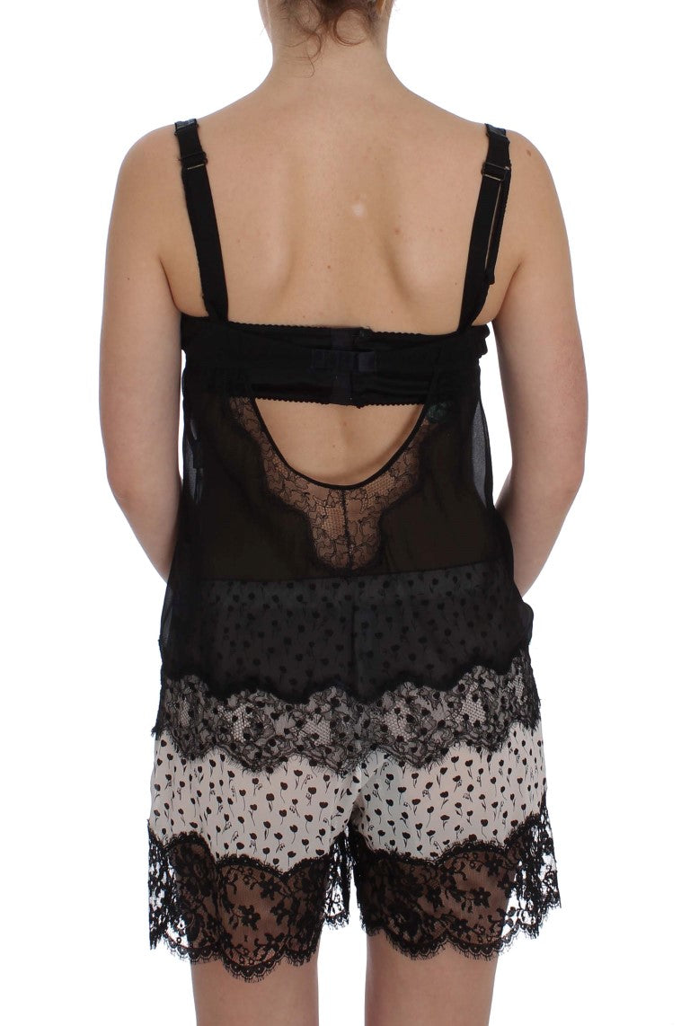 Dolce &amp; Gabbana Elegantes Babydoll-Hemdchen aus Seiden-Blumenspitze